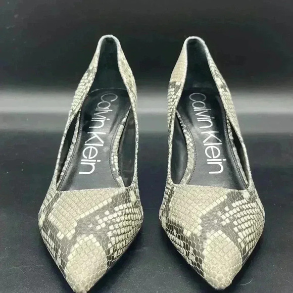 calvin klein lila pump snakeskin black and white womens 11M - Picture 3 of 7